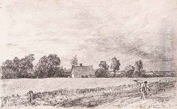 Cottages and road, East Bergholt Oil Painting by John Constable