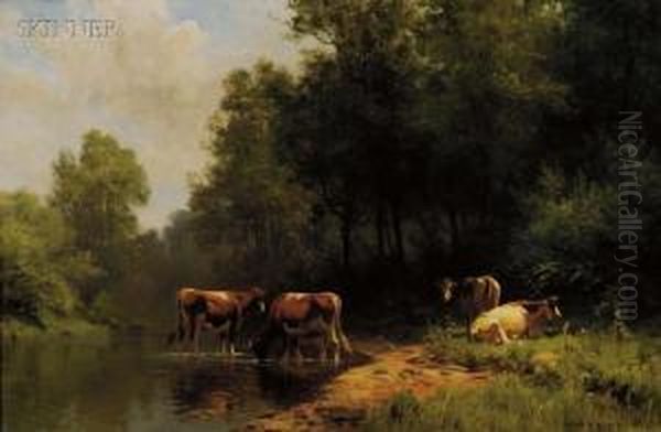 A Shady Stream Oil Painting by Thomas Bigelow Craig