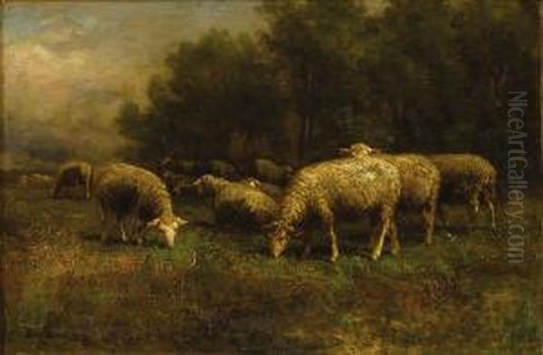 Sheep At Pasture Oil Painting by Thomas Bigelow Craig