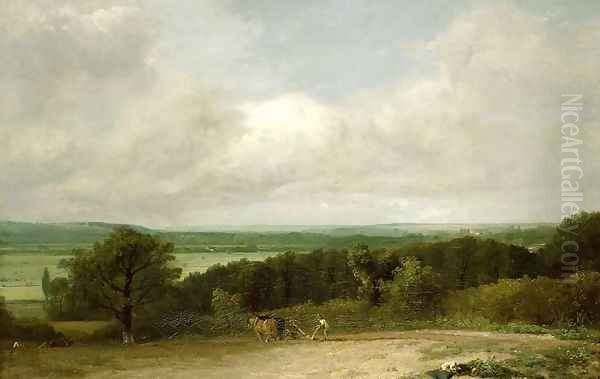 Wooded Landscape with a ploughman Oil Painting by John Constable