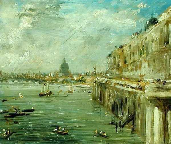 Somerset House Terrace and the Thames A View from the North End of Waterloo Bridge with St. Paul's Cathedral in the distance Oil Painting by John Constable