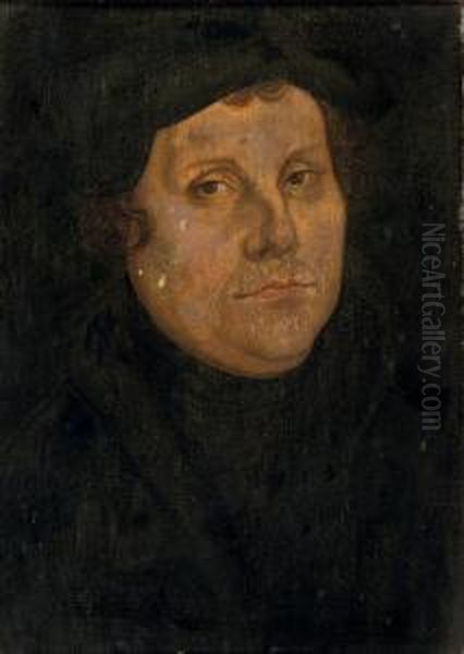 Portrait Of Martin Luther Oil Painting by Lucas The Younger Cranach