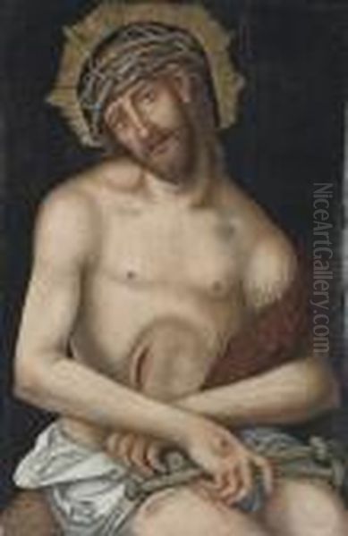 Christ As The Man Of Sorrows Oil Painting by Lucas The Younger Cranach