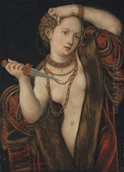 Lucretia Oil Painting by Lucas The Younger Cranach