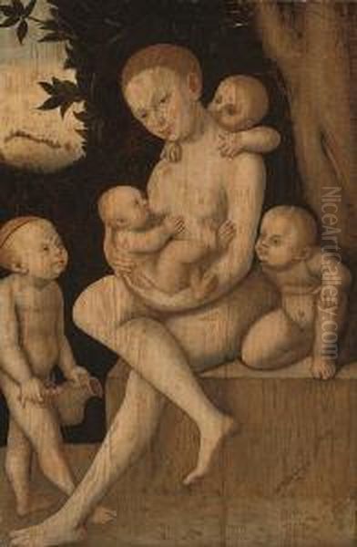 Charity Oil Painting by Lucas The Younger Cranach