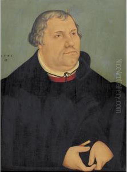 Portrait Of Martin Luther Oil Painting by Lucas The Younger Cranach