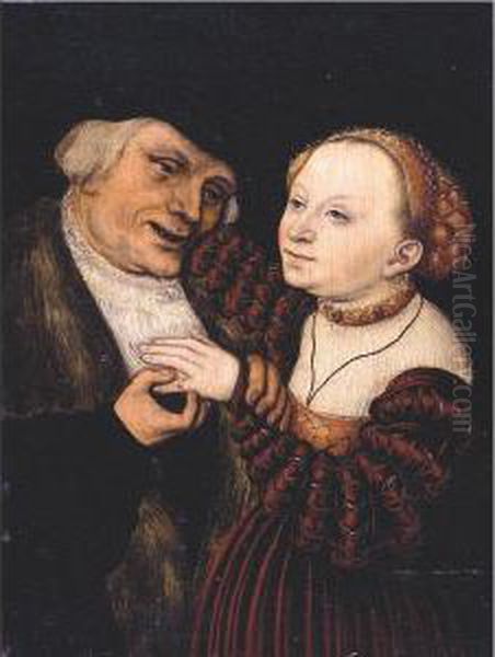 The Ill Matched Lovers Oil Painting by Lucas The Younger Cranach