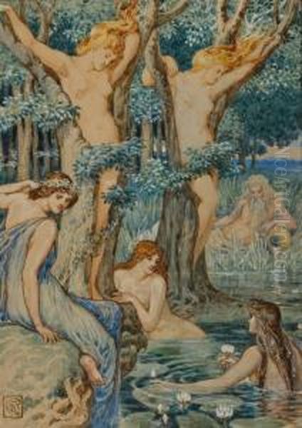 Nyads And Dryads Oil Painting by Walter Crane