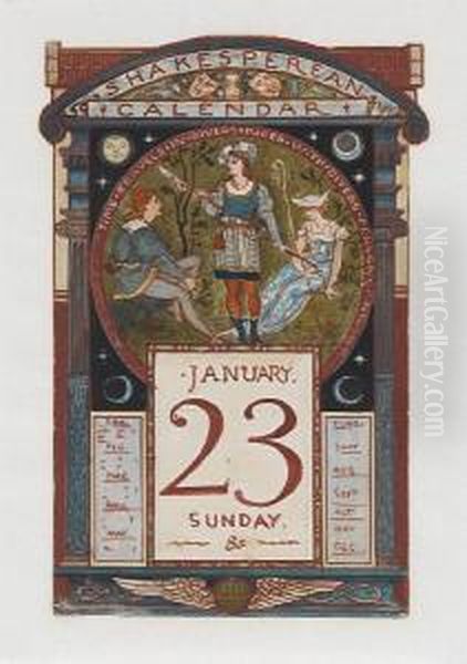 Design For A Shakespearean Calendar Oil Painting by Walter Crane