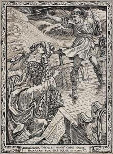 Hence! What Care These Roarers Forthe Name Of King? Oil Painting by Walter Crane