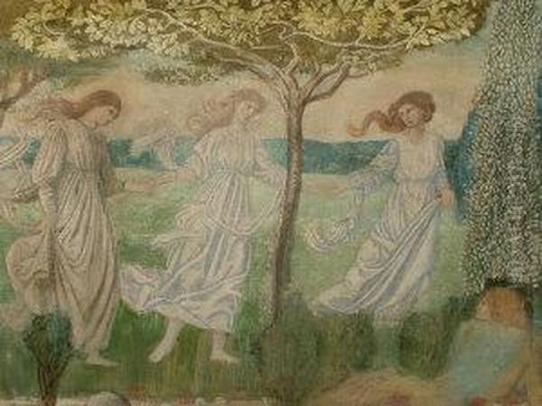 The Three Graces Oil Painting by Walter Crane