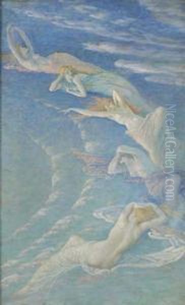 In The Clouds Oil Painting by Walter Crane