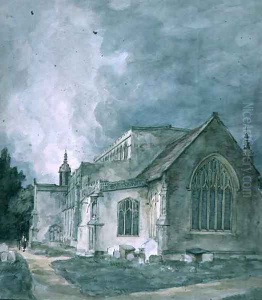 East Bergholt Church Exterior Oil Painting by John Constable