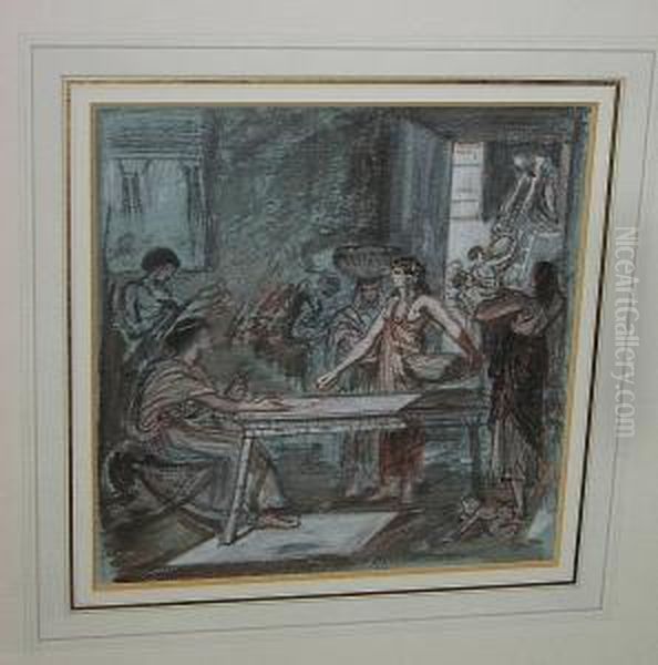 Egyptian Market Scene Oil Painting by Walter Crane