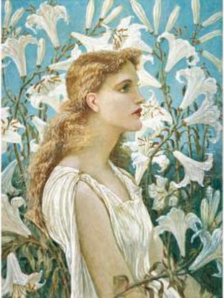 Lilies Oil Painting by Walter Crane