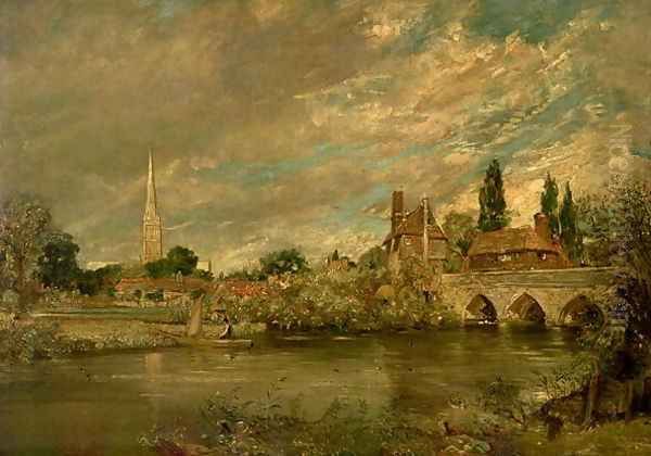 The Bridge of Harnham and Salisbury Cathedral, c.1820 Oil Painting by John Constable