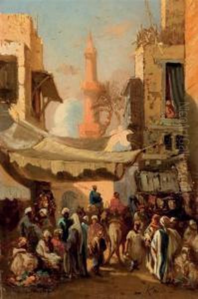 Rue Au Caire Oil Painting by Louis Amable Crapelet