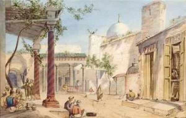 Scene Orientaliste Oil Painting by Louis Amable Crapelet