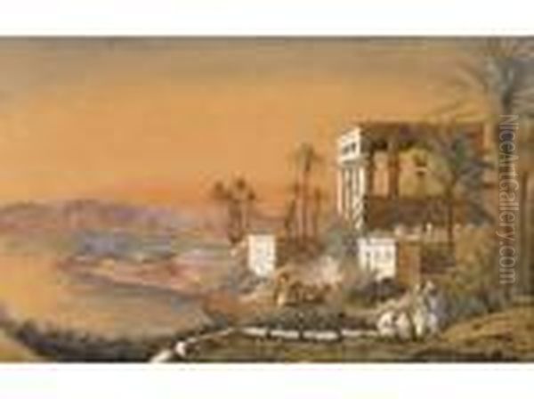 :temple De Tafilalet En Egypte Oil Painting by Louis Amable Crapelet