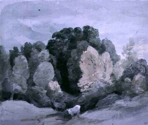 Cattle near the Edge of a Wood Oil Painting by John Constable