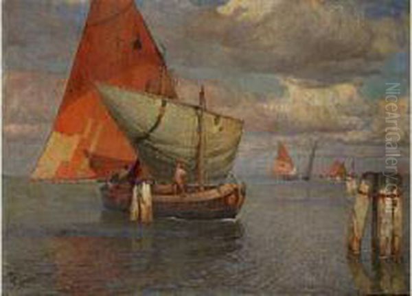 L'entree Du Port De Marseille Oil Painting by Louis Amable Crapelet