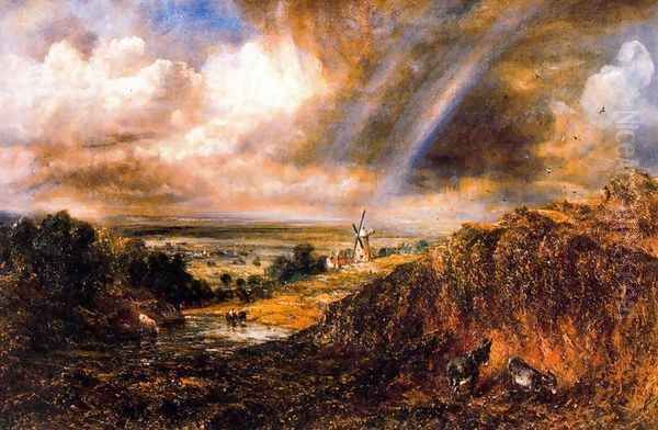 Hampstead heath with a rainbow Oil Painting by John Constable