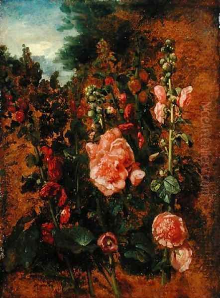 Study of Hollyhocks, c.1826 Oil Painting by John Constable