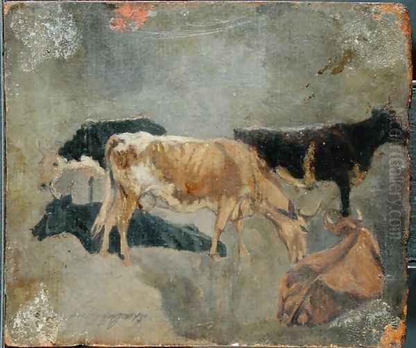 Study of Five Horned Cattle Oil Painting by John Constable