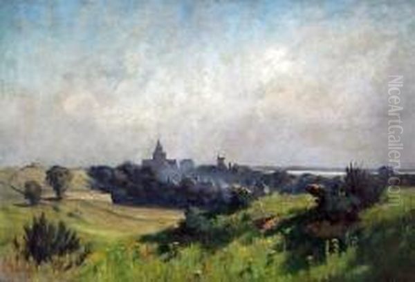 Dornoch And The Links, Sutherland Oil Painting by Robert Crawford