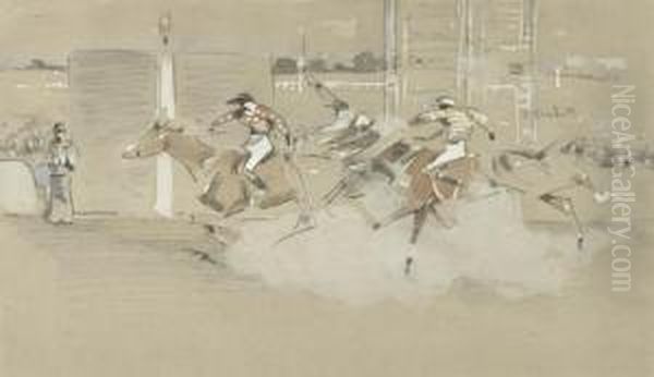 The Winning Post Oil Painting by Joseph Ii Crawhall