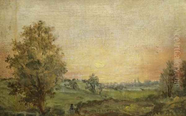 Landscape Near Dedham at Sunset Oil Painting by John Constable