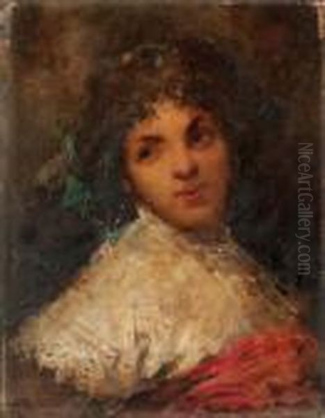 Giovane Donna Oil Painting by Tranquillo Cremona