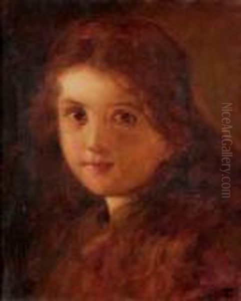 Portrait Of A Young Girl Oil Painting by Tranquillo Cremona