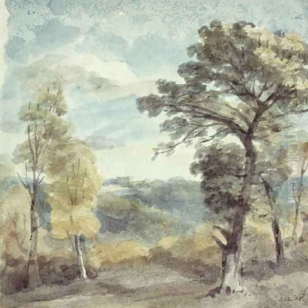 Landscape with Trees and a Distant Mansion Oil Painting by John Constable