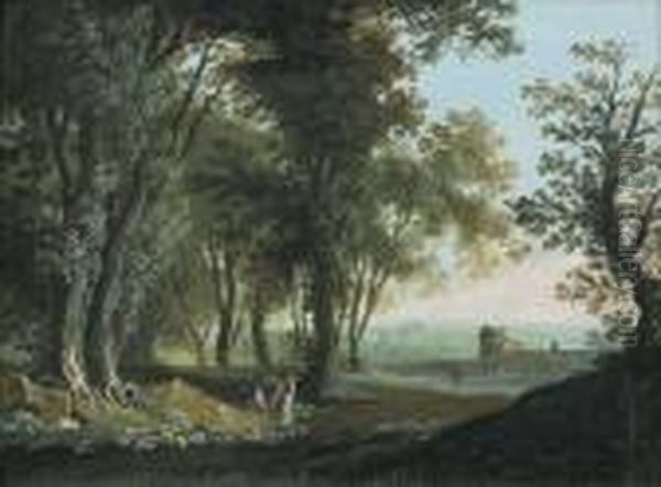 Paysage Au Pont Oil Painting by Louis-Philippe Crepin