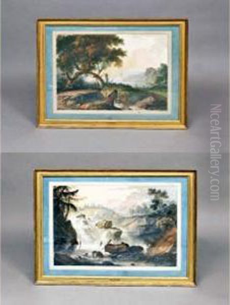 Paysage Anime A La Cascade Oil Painting by Louis-Philippe Crepin