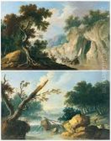 River Landscape Oil Painting by Louis-Philippe Crepin