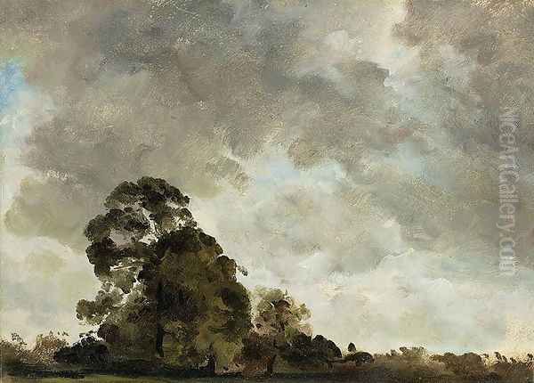 Landscape at Hampstead, Tree and Storm Clouds, c.1821 Oil Painting by John Constable