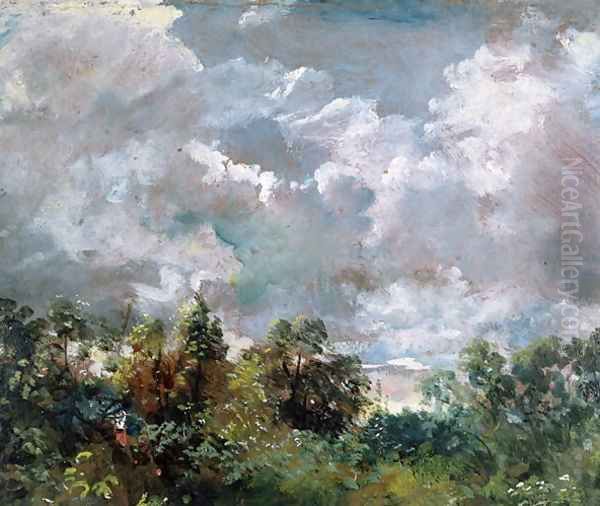 Study of Sky and Trees Oil Painting by John Constable