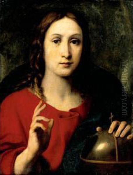 Christ As Salvator Mundi Oil Painting by Daniele Crespi