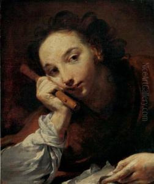 Boy With A Flute Oil Painting by Giuseppe Maria Crespi