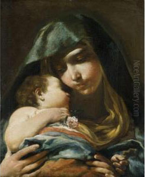 Madonna And Sleeping Christ Child Oil Painting by Giuseppe Maria Crespi