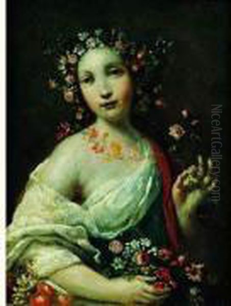 Jeune Femme En Flore Oil Painting by Giuseppe Maria Crespi