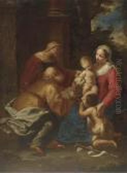 The Holy Family With Saint Elizabeth And The Infant Saint John Thebaptist Oil Painting by Giuseppe Maria Crespi