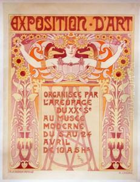 <exposition D'art/ Organisee Par/ L'areopage/du Xxe Se/ Au Musee/ Moderne (...)>, 1898. 
Affiche Oil Painting by Adolphe Crespin