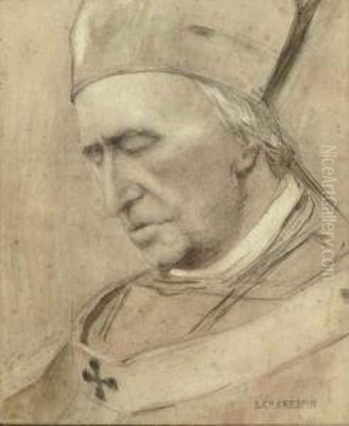 Portrait Of Cardinal Desire-felicien-francois-joseph Mercier Oil Painting by Louis Charles Crespin