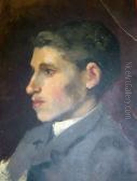 Portrait De Jeune Homme Oil Painting by Louis Charles Crespin