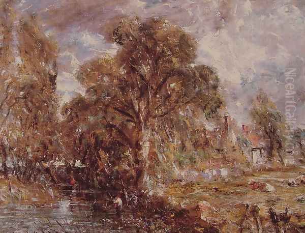 Scene on a River I Oil Painting by John Constable