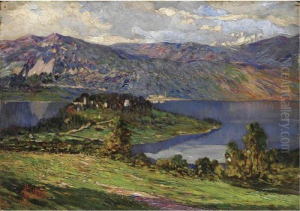 Lago D'orta Oil Painting by Carlo Cressini