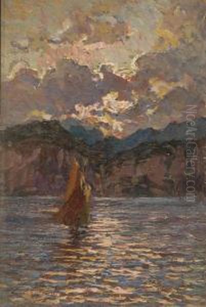 Lago Di Garda Oil Painting by Carlo Cressini